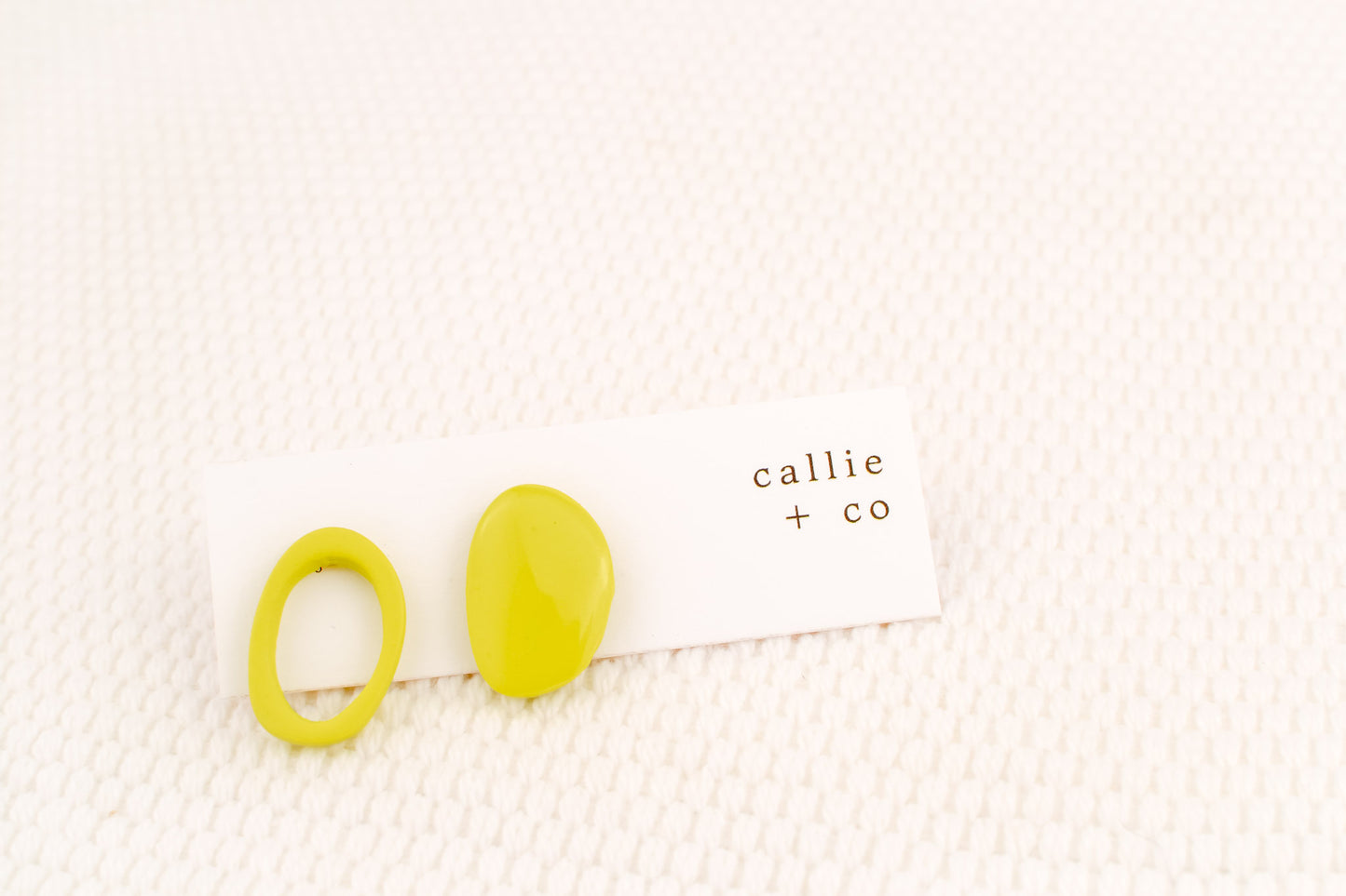 Asymmetrical Abstract Studs | Chartreuse