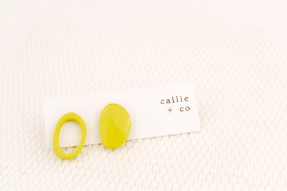 Asymmetrical Abstract Studs | Chartreuse