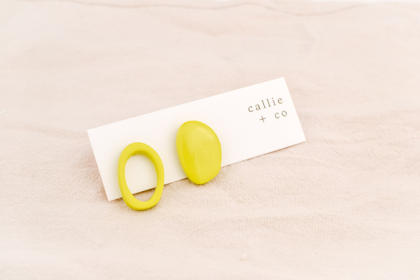 Asymmetrical Abstract Studs | Chartreuse