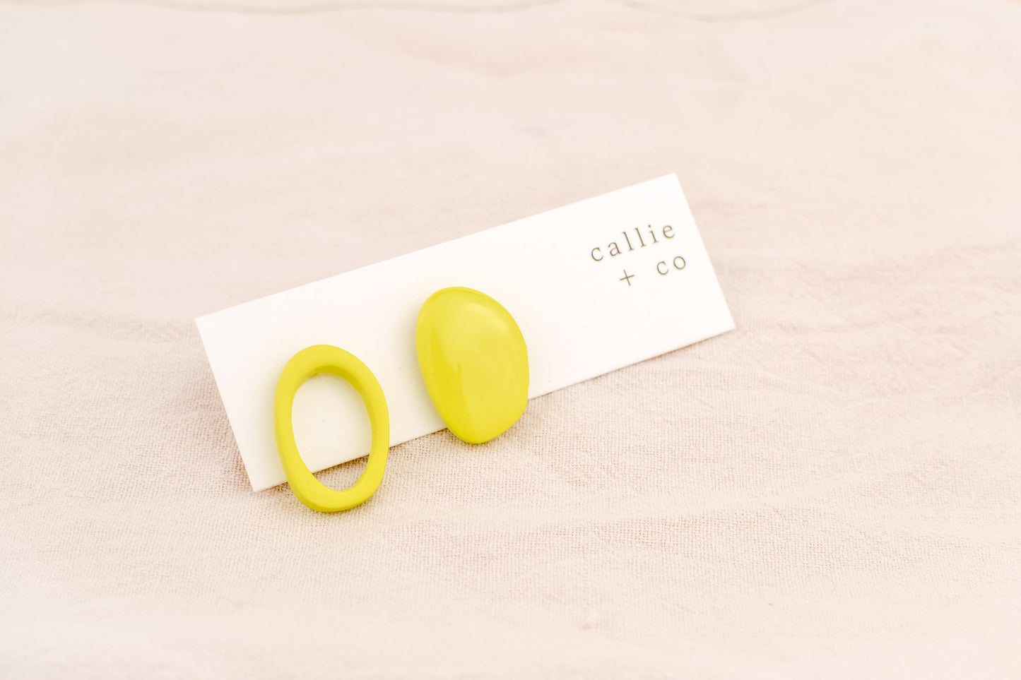 Asymmetrical Abstract Studs | Chartreuse