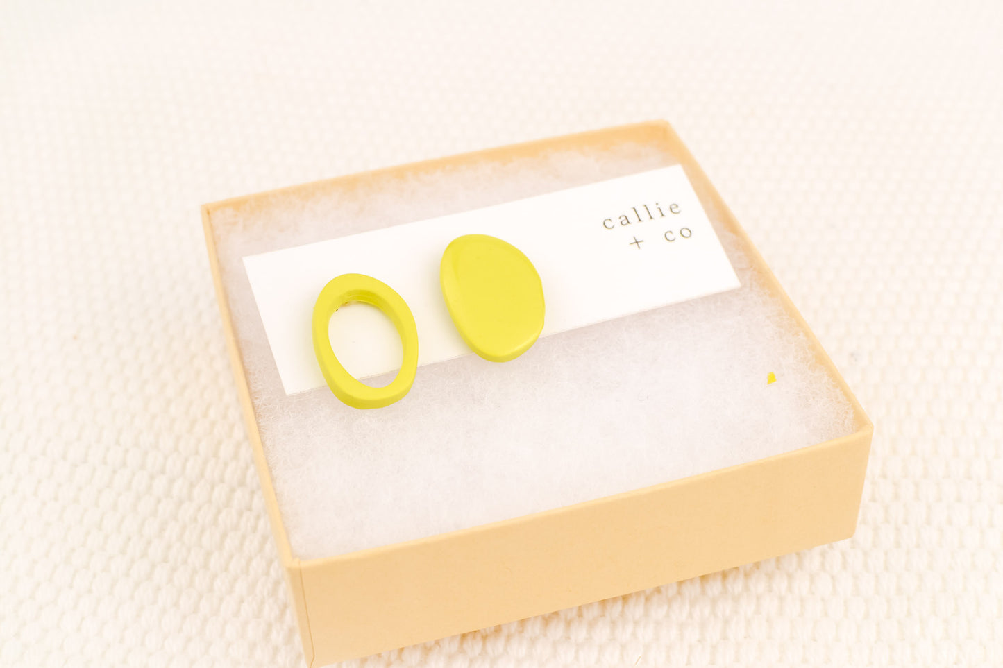 Asymmetrical Abstract Studs | Chartreuse