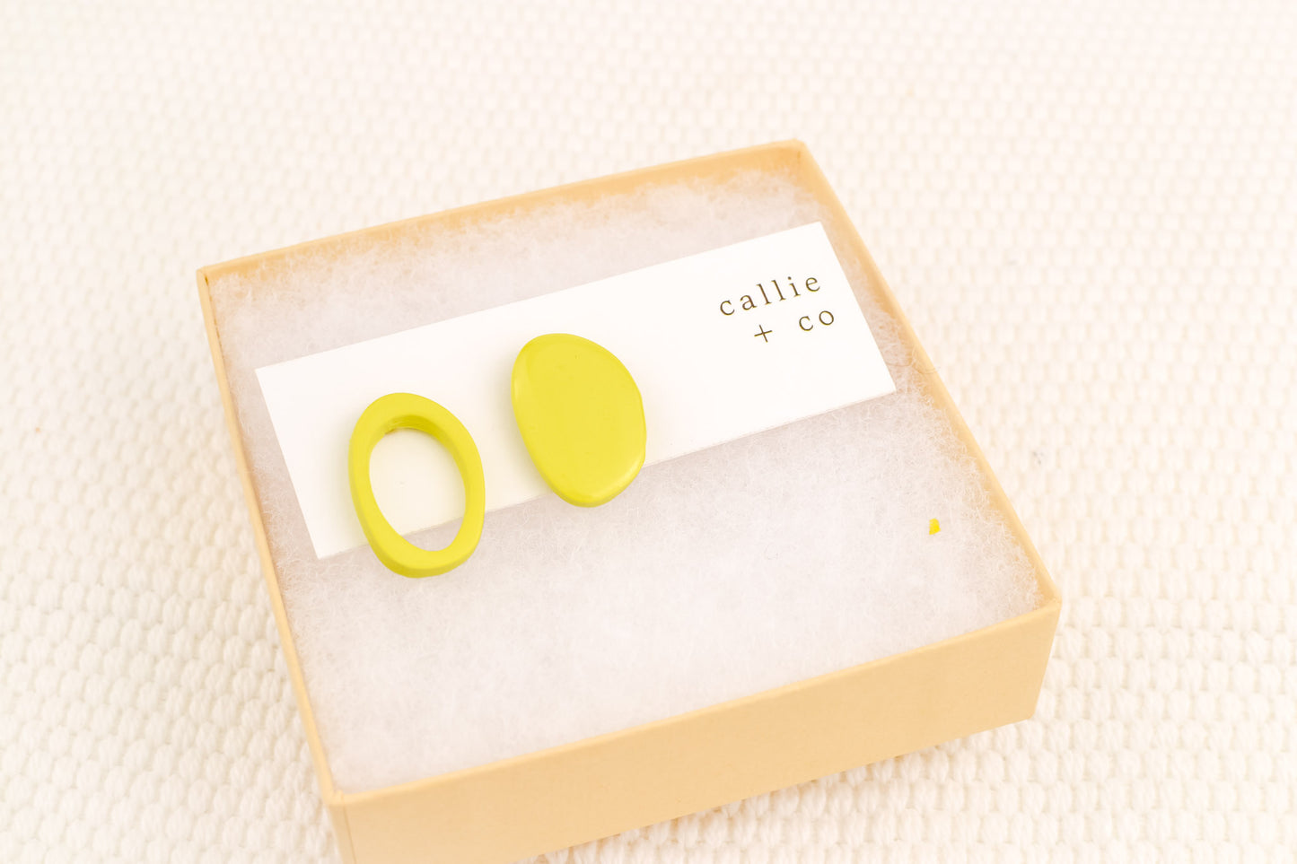 Asymmetrical Abstract Studs | Chartreuse