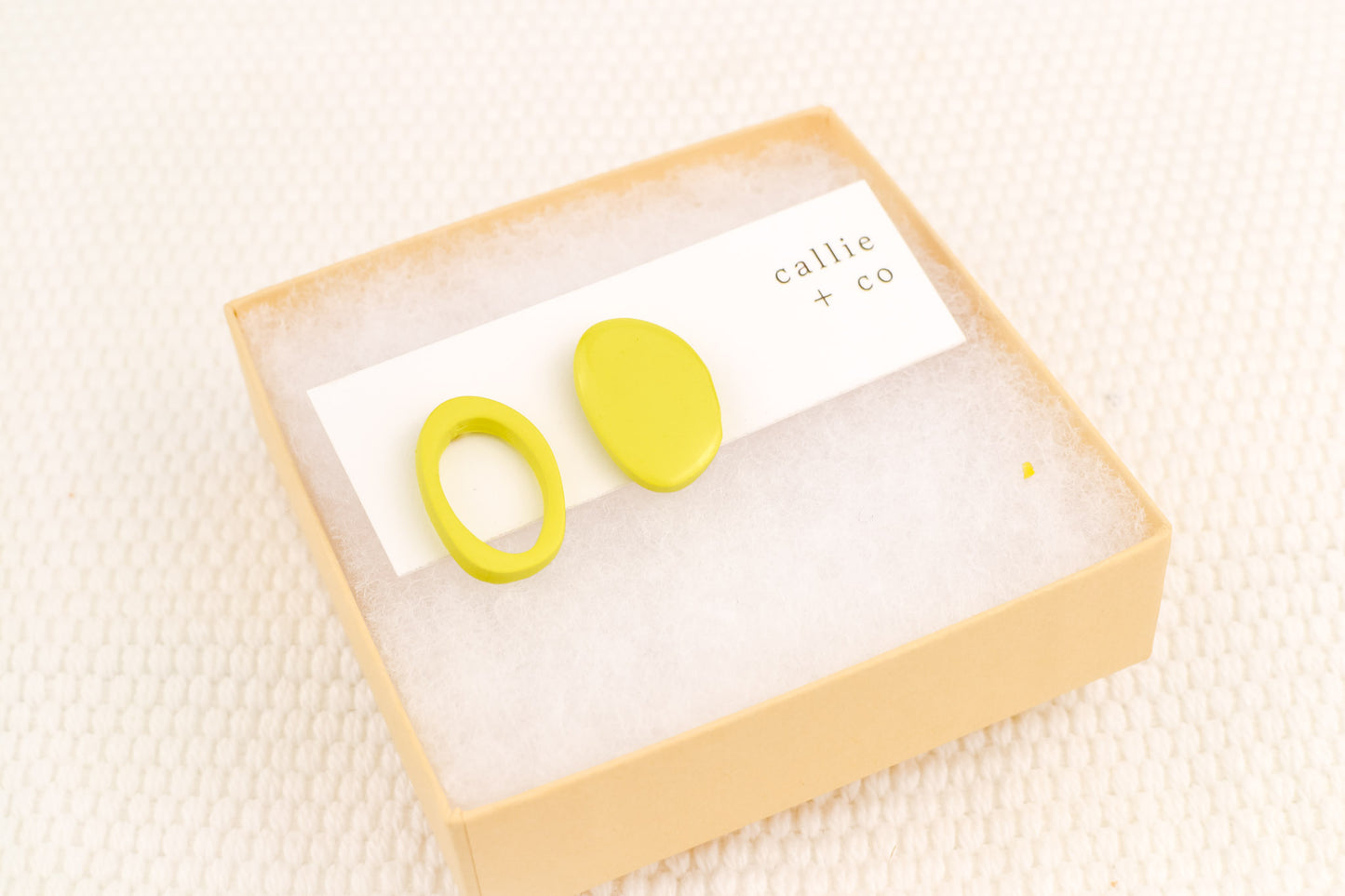 Asymmetrical Abstract Studs | Chartreuse