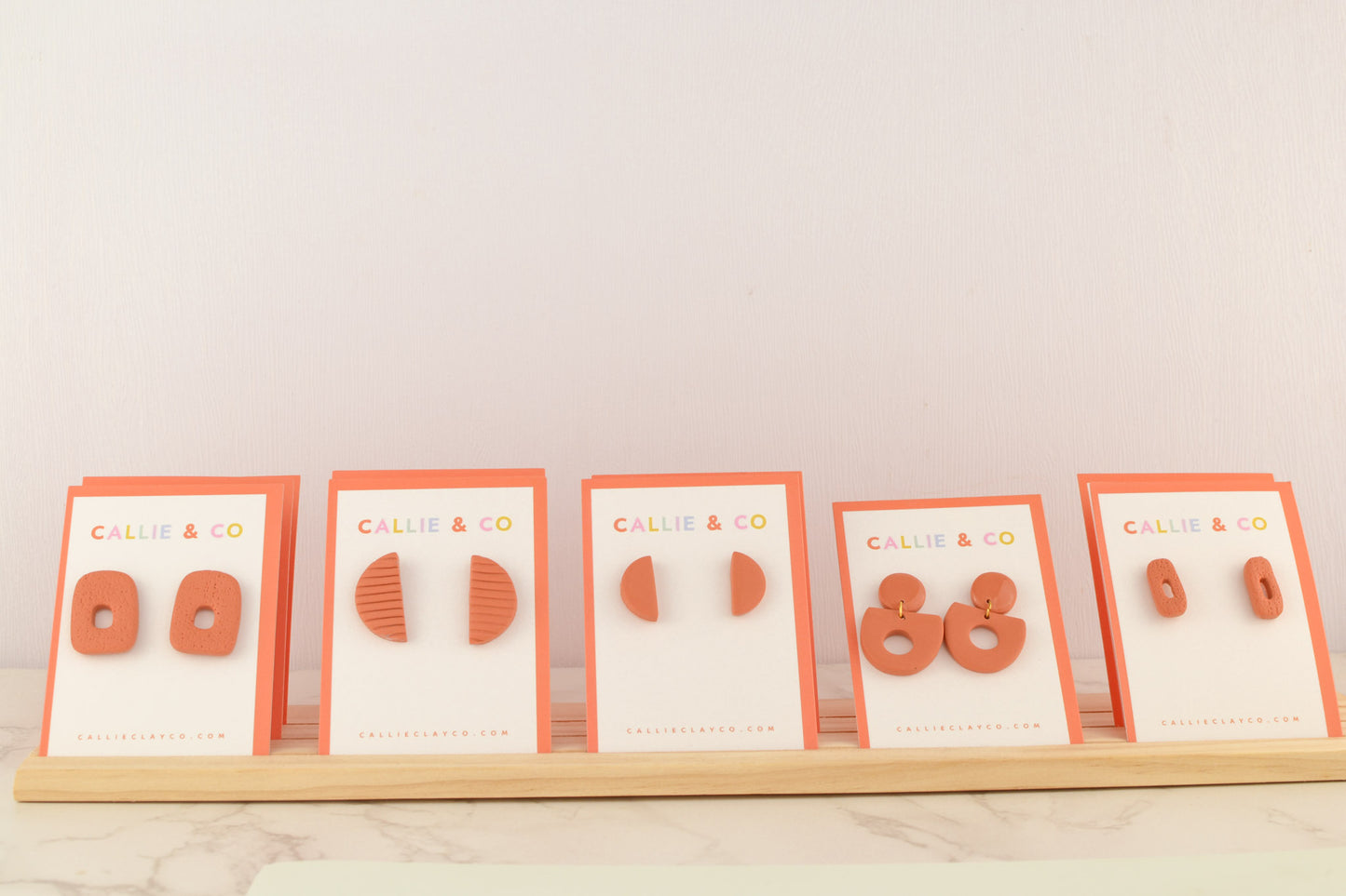 Textured Crescent Studs  |  Terracotta