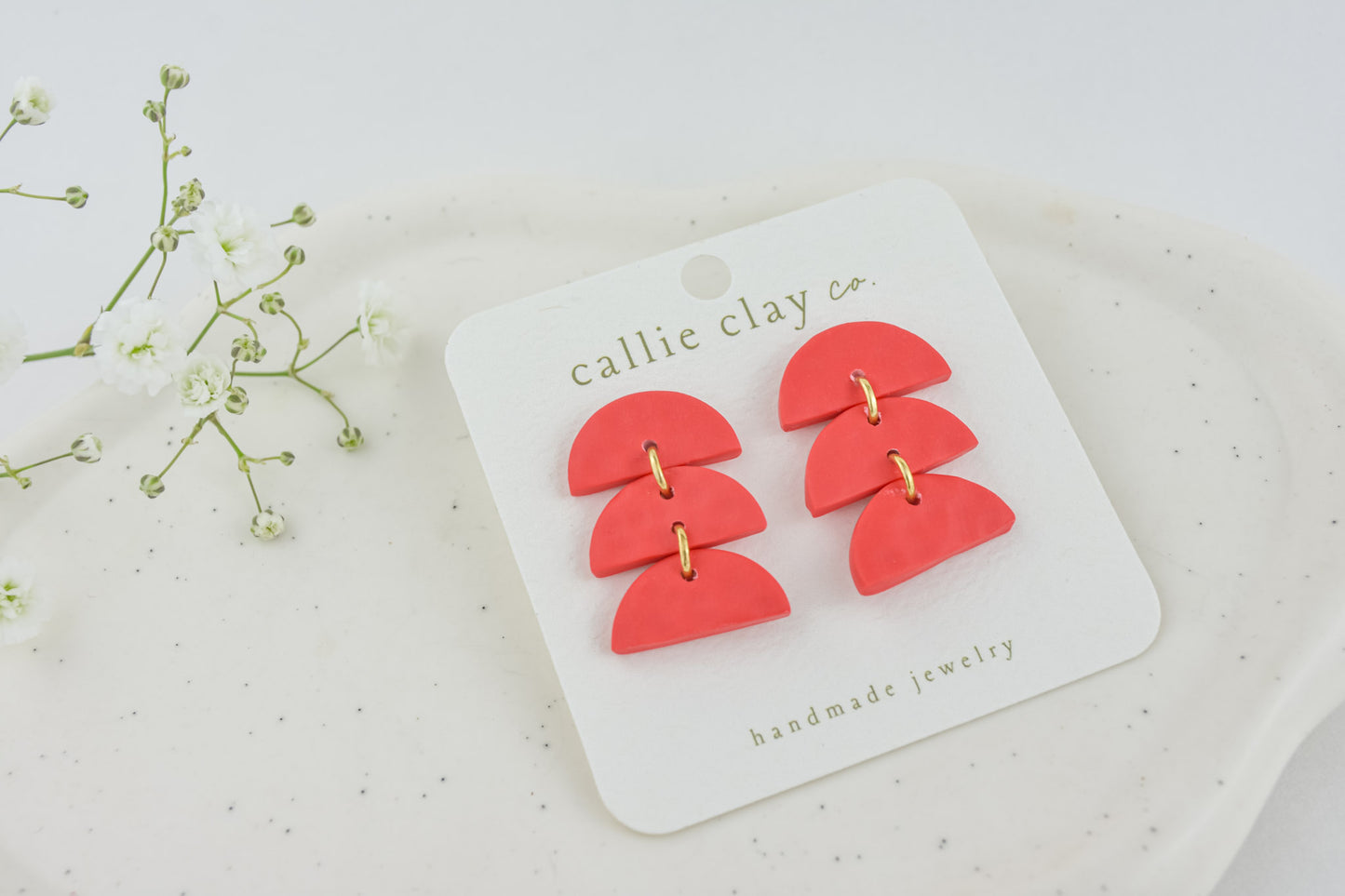 Sadie Clay Statement Earrings in Red