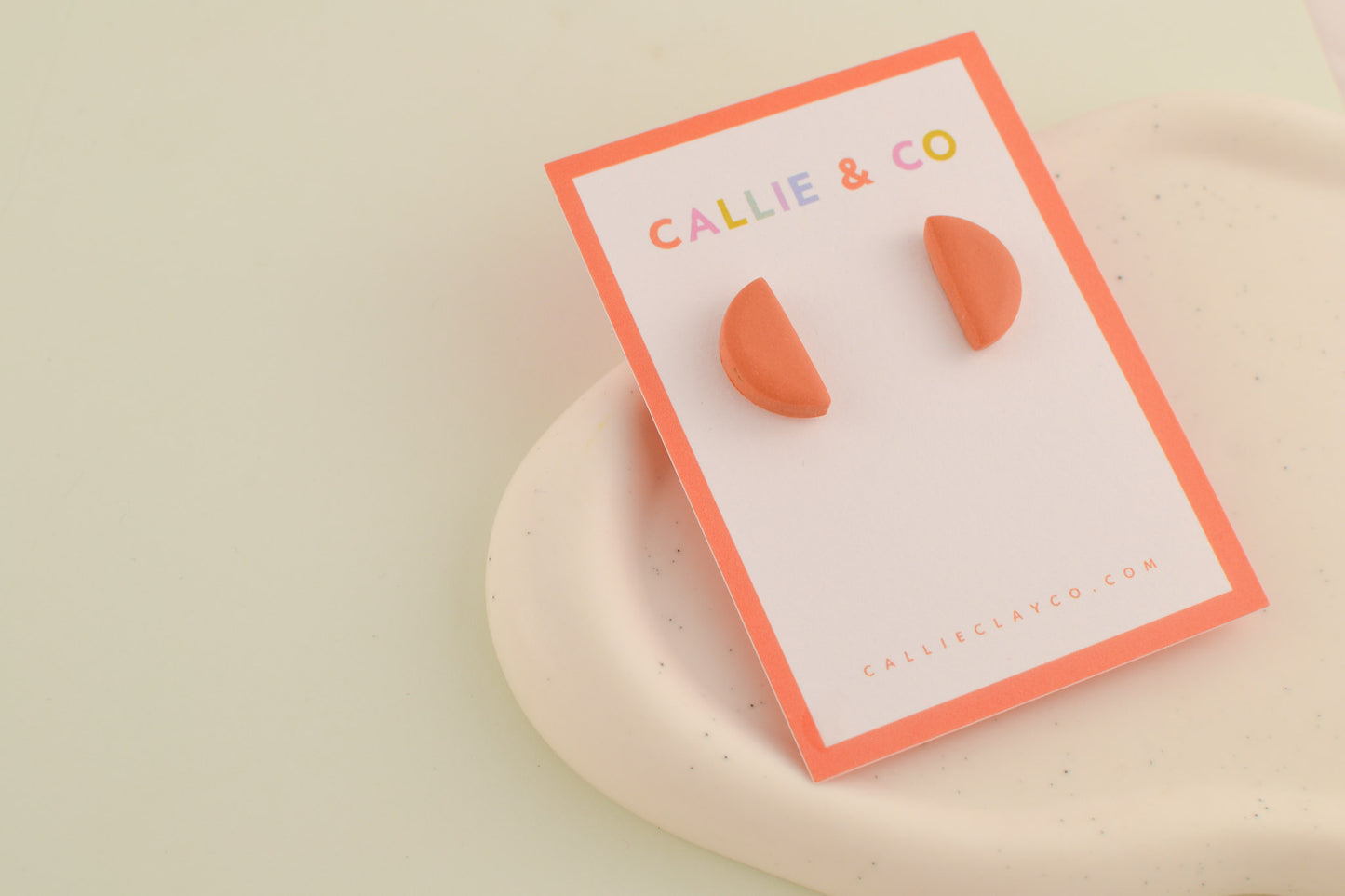 Mini Crescent Studs | Terracotta