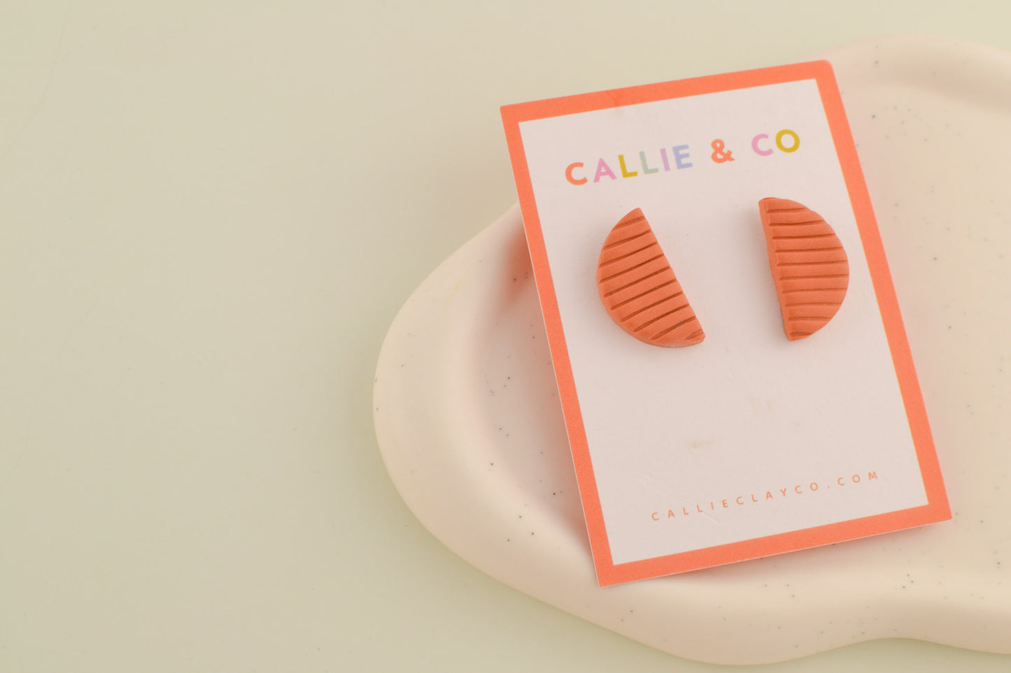 Textured Crescent Studs  |  Terracotta