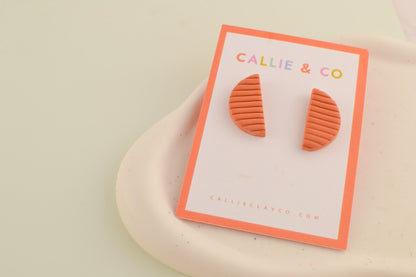 Textured Crescent Studs  |  Terracotta