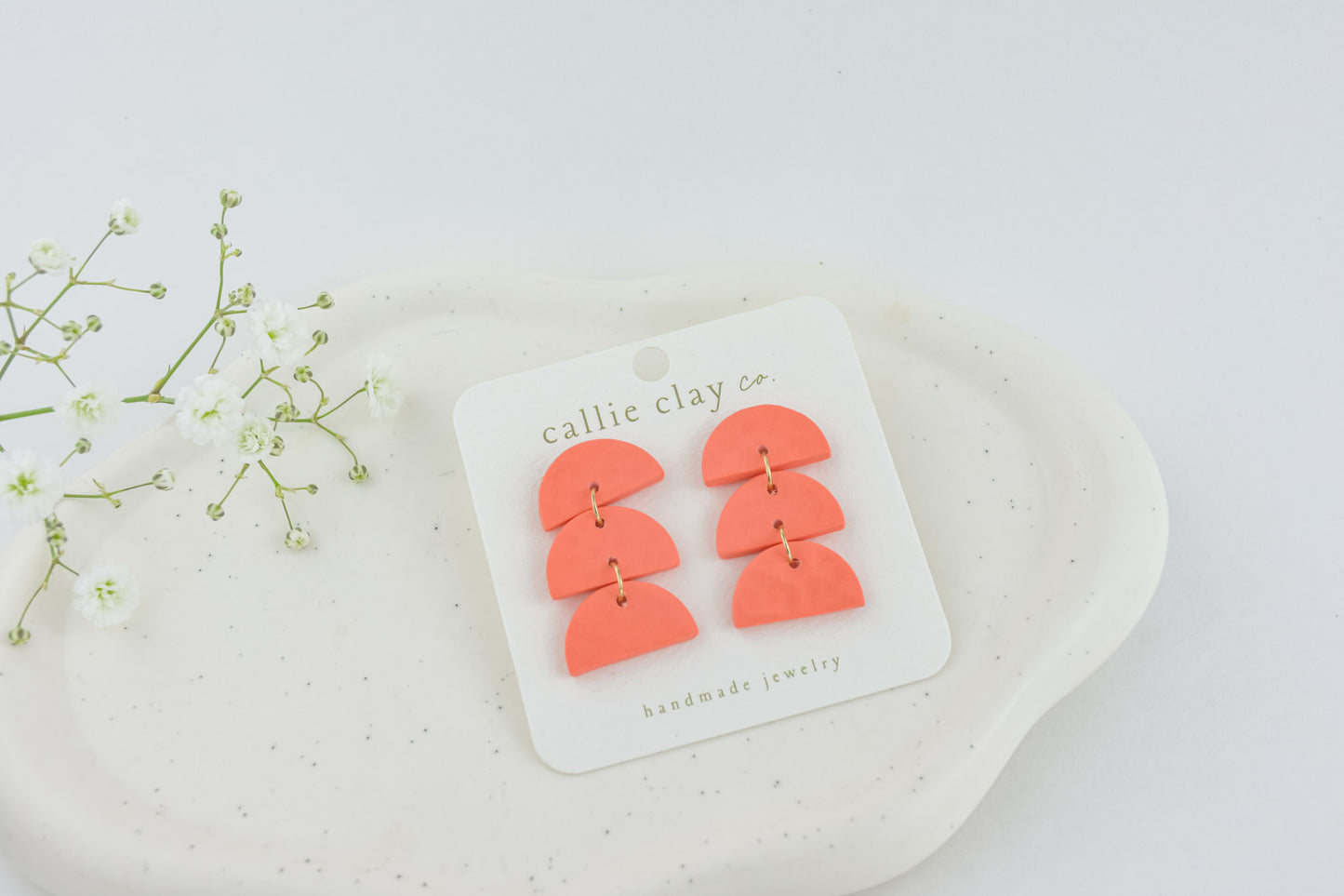 Sadie Clay Statement Earrings in Coral