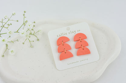 Sadie Clay Statement Earrings in Coral