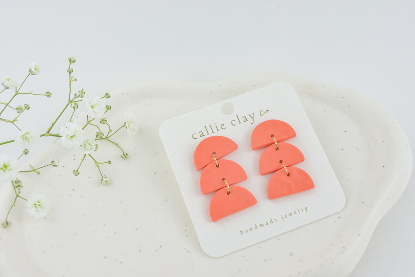 Sadie Clay Statement Earrings in Coral