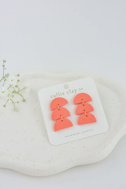 Sadie Clay Statement Earrings in Coral