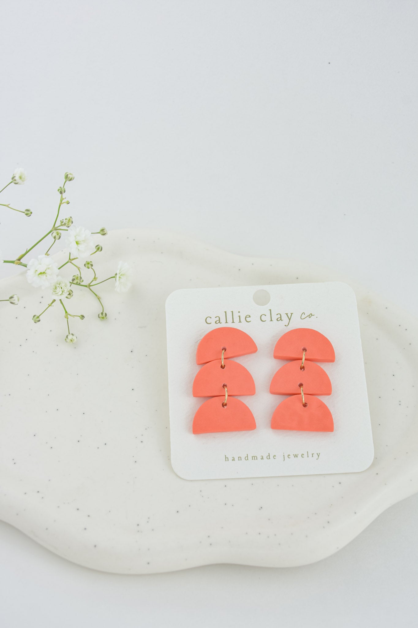 Sadie Clay Statement Earrings in Coral