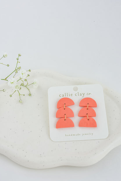 Sadie Clay Statement Earrings in Coral