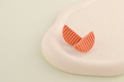 Textured Crescent Studs  |  Terracotta