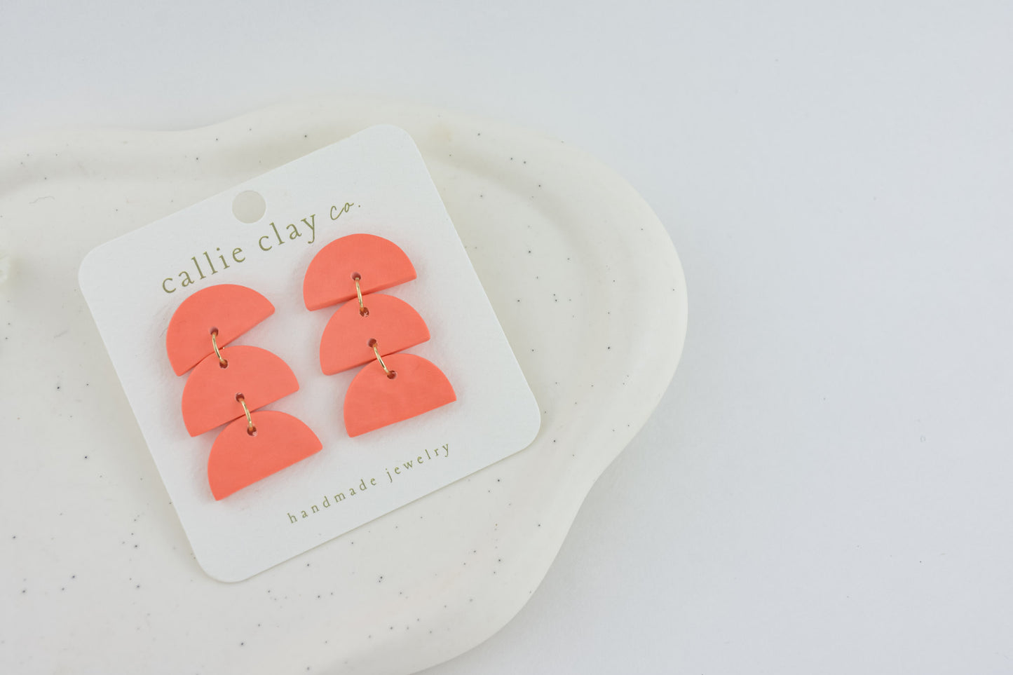 Sadie Clay Statement Earrings in Coral