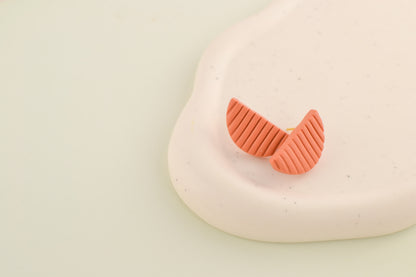 Textured Crescent Studs  |  Terracotta