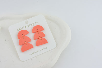 Sadie Clay Statement Earrings in Coral