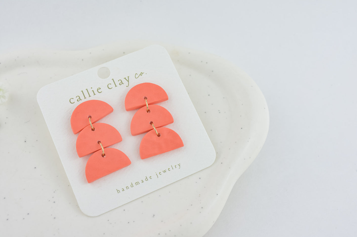 Sadie Clay Statement Earrings in Coral