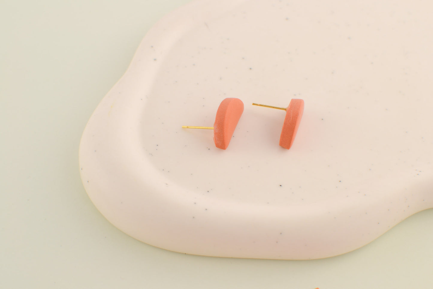 Mini Crescent Studs | Terracotta