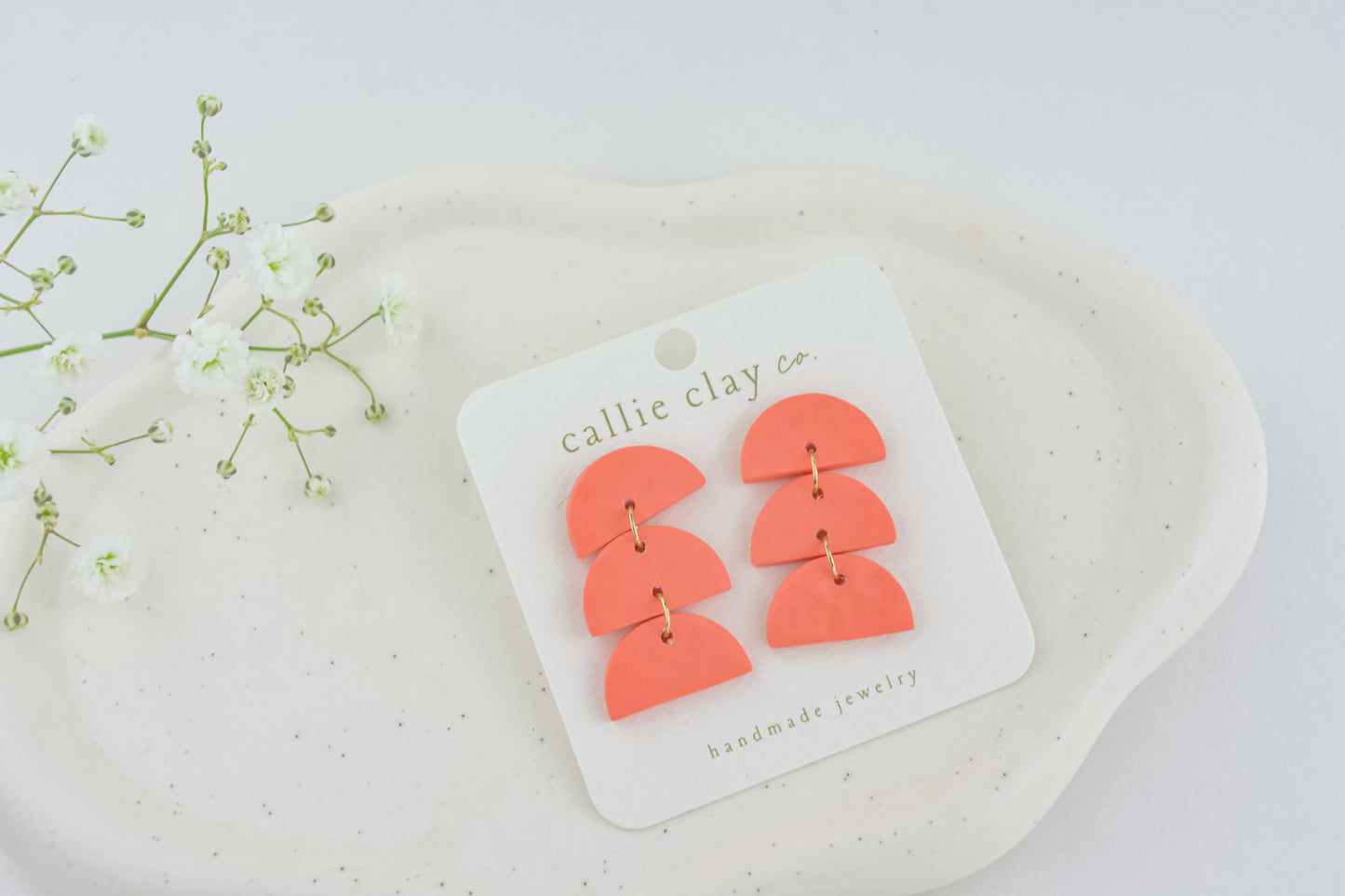 Sadie Clay Statement Earrings in Coral