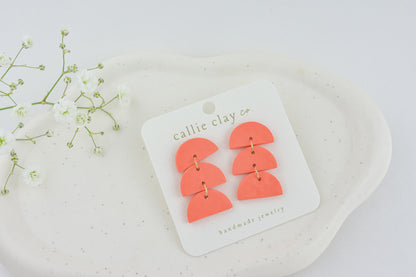 Sadie Clay Statement Earrings in Coral