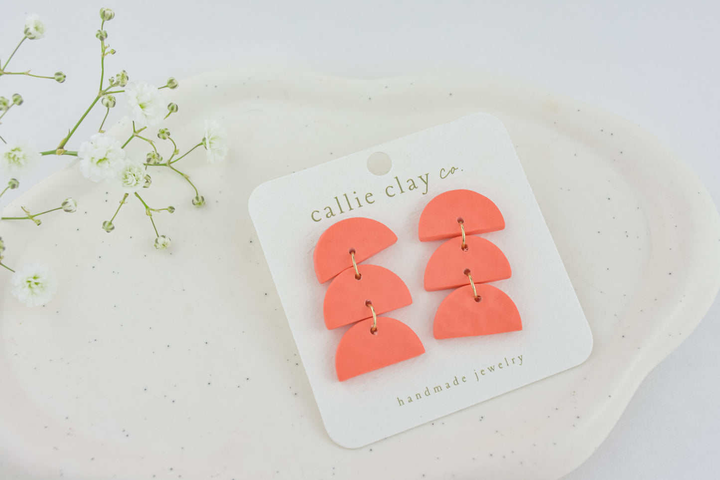 Sadie Clay Statement Earrings in Coral