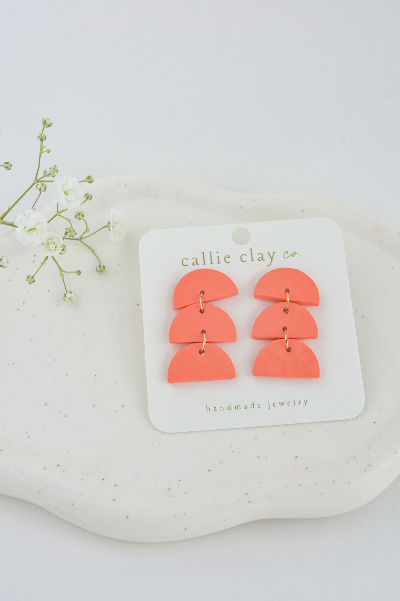 Sadie Clay Statement Earrings in Coral