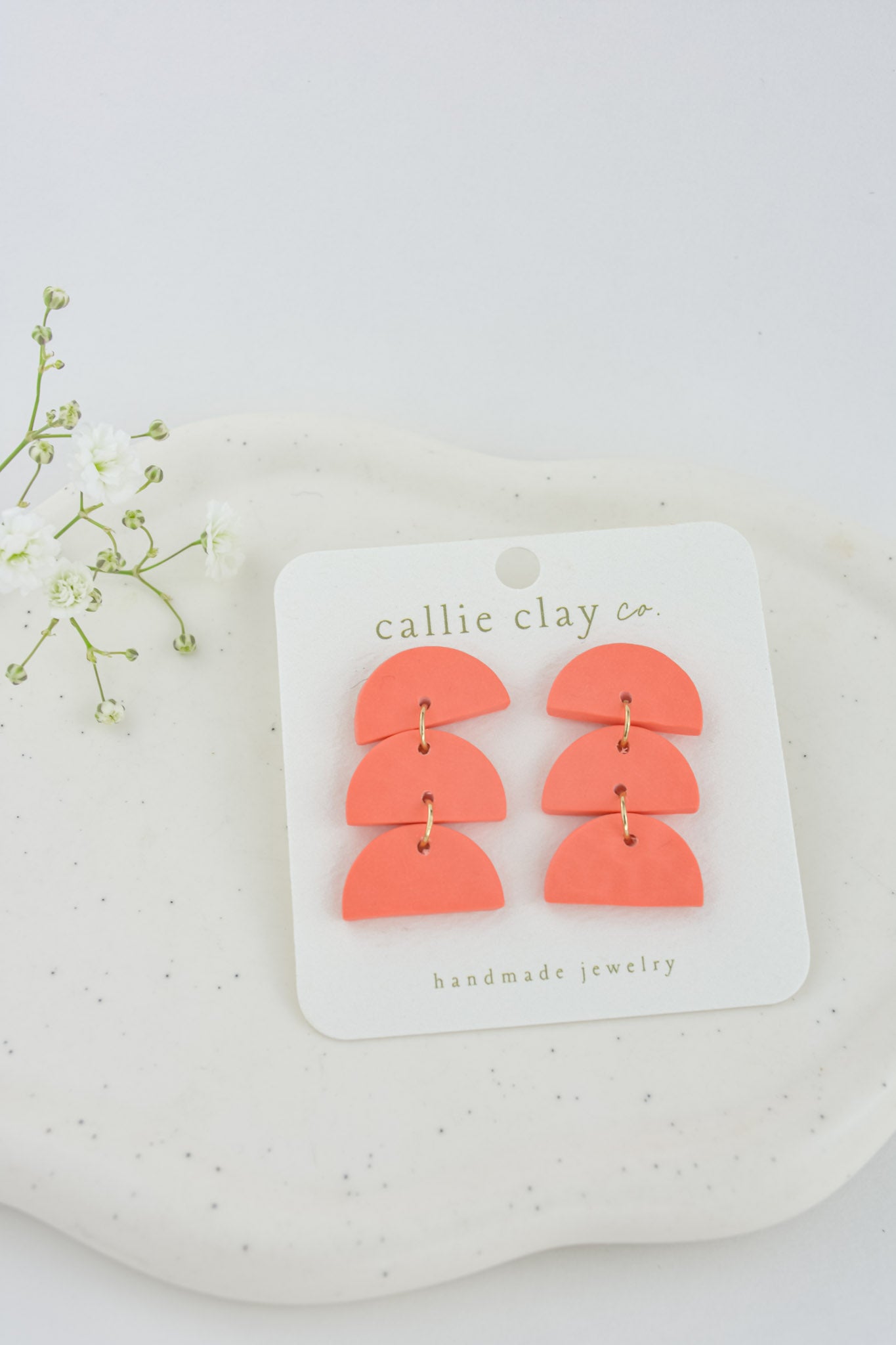 Sadie Clay Statement Earrings in Coral