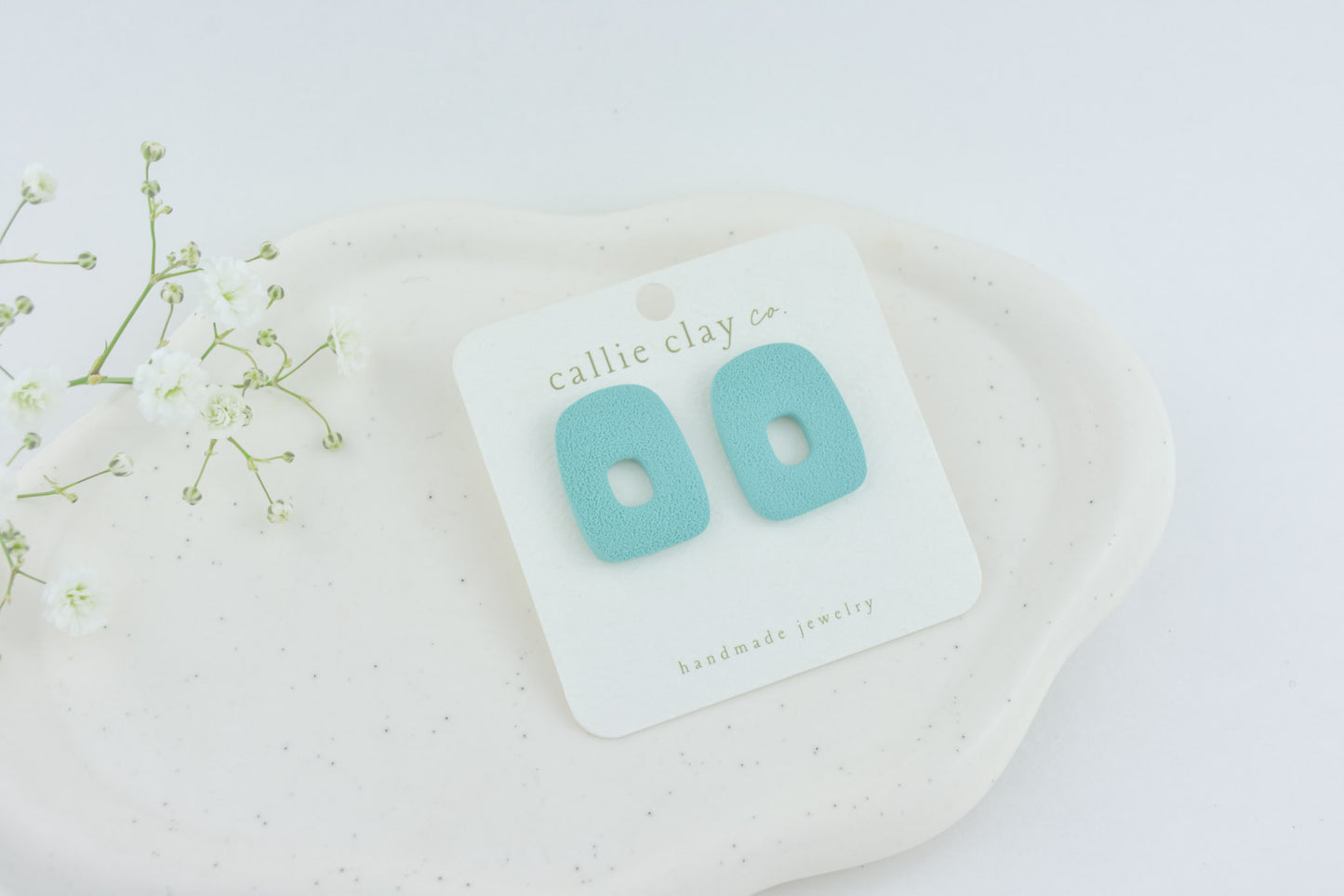 Abstract Clay Studs in Textured Turquoise