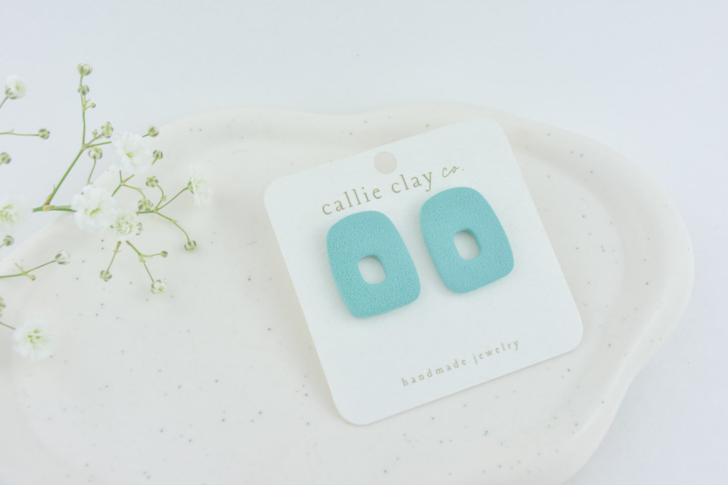 Abstract Clay Studs in Textured Turquoise