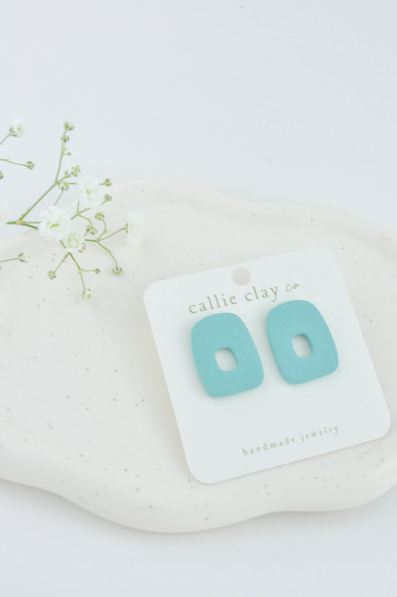 Abstract Clay Studs in Textured Turquoise