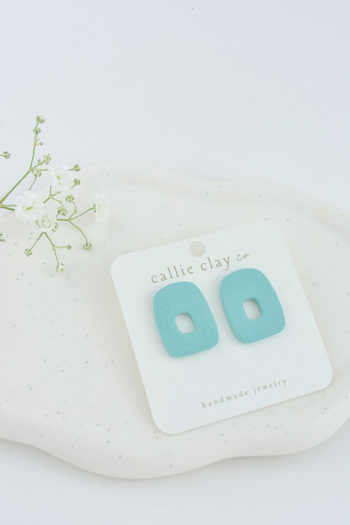 Abstract Clay Studs in Textured Turquoise