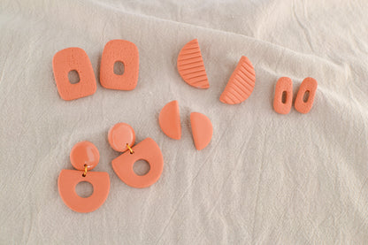 Textured Crescent Studs  |  Terracotta