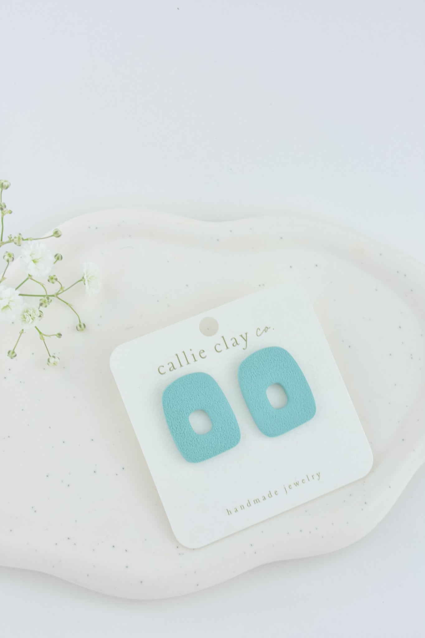 Abstract Clay Studs in Textured Turquoise