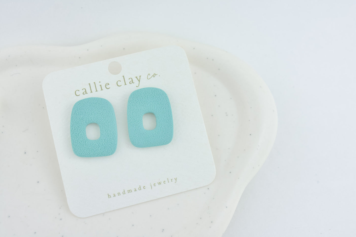 Abstract Clay Studs in Textured Turquoise