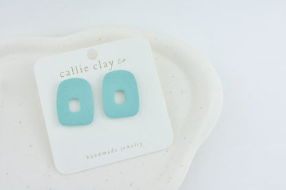 Abstract Clay Studs in Textured Turquoise