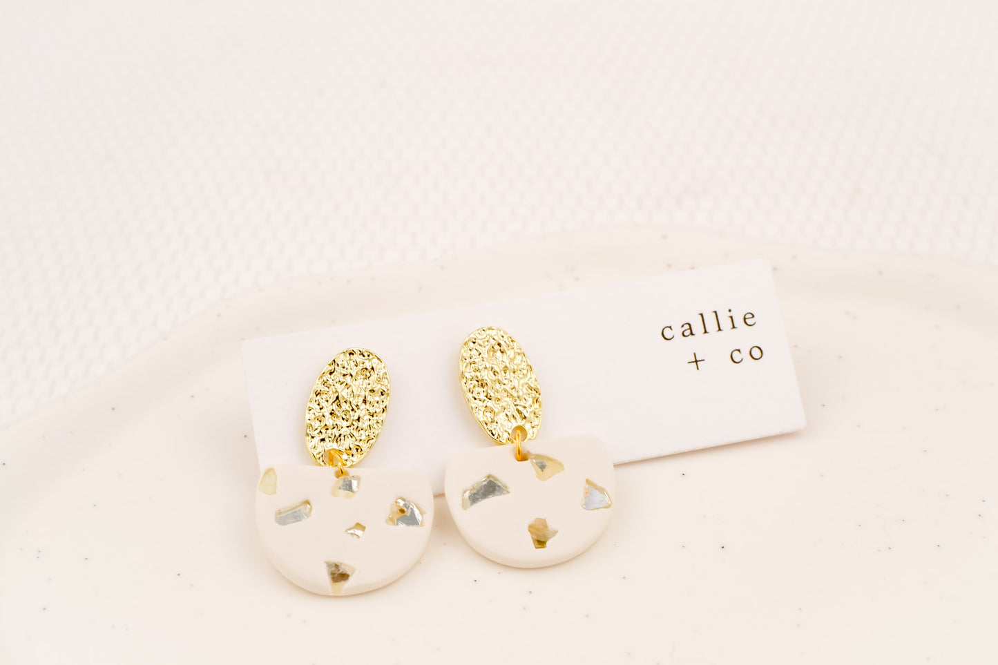 white + gold dangles with stones | modern holiday collection