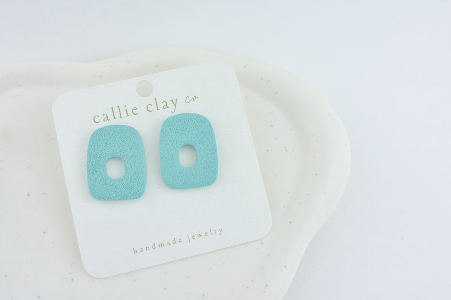 Abstract Clay Studs in Textured Turquoise