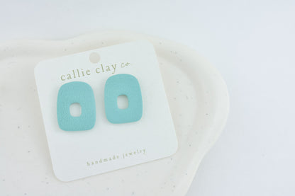 Abstract Clay Studs in Textured Turquoise