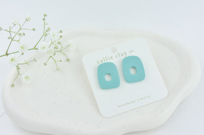 Abstract Clay Studs in Textured Turquoise