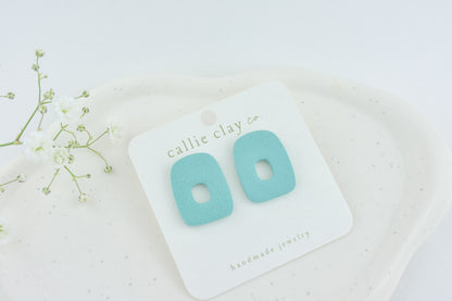 Abstract Clay Studs in Textured Turquoise