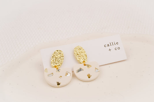 white + gold dangles with stones | modern holiday collection