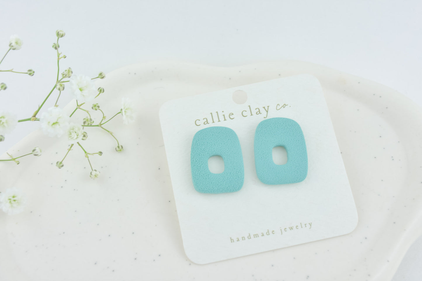 Abstract Clay Studs in Textured Turquoise