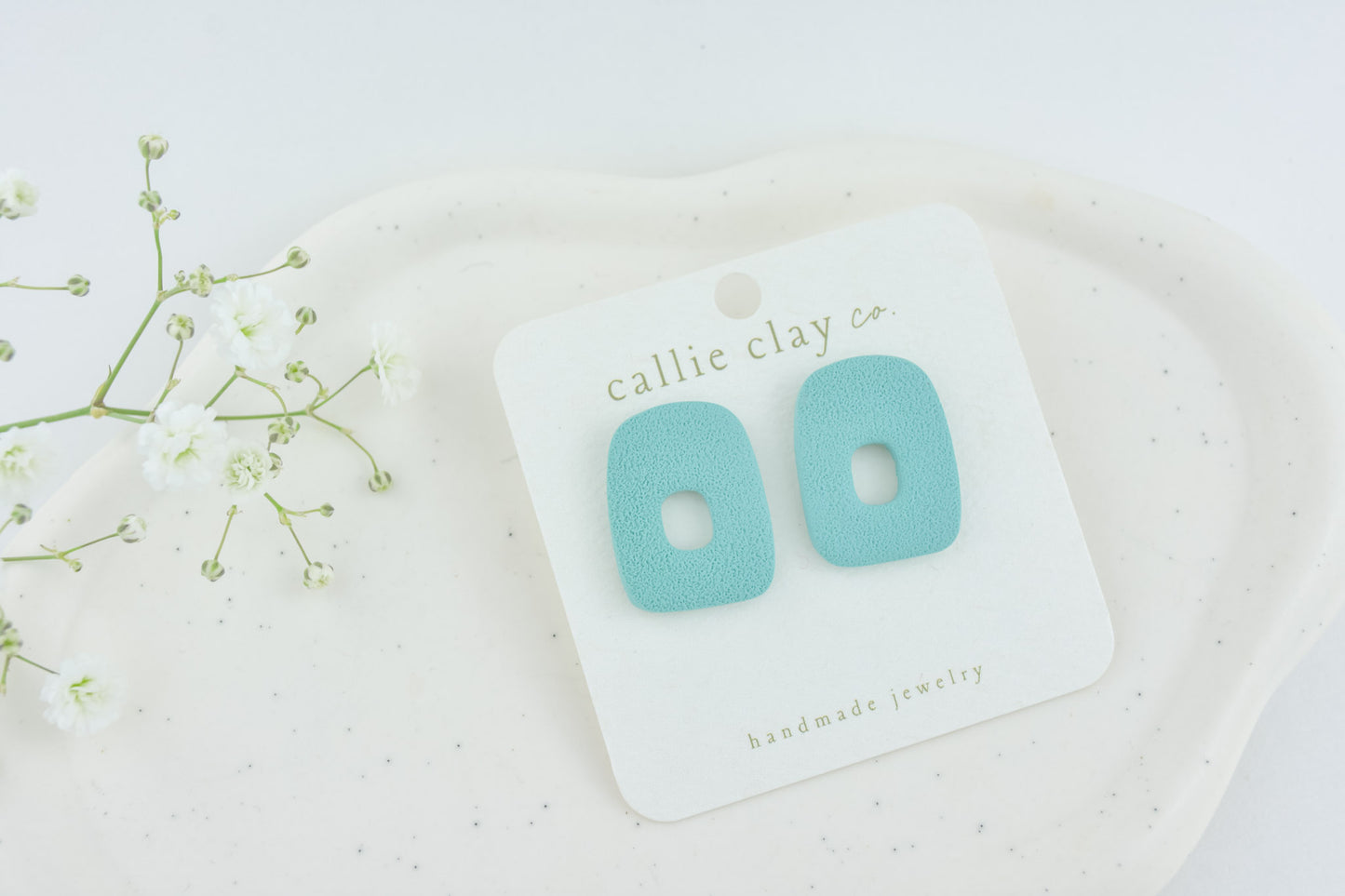 Abstract Clay Studs in Textured Turquoise