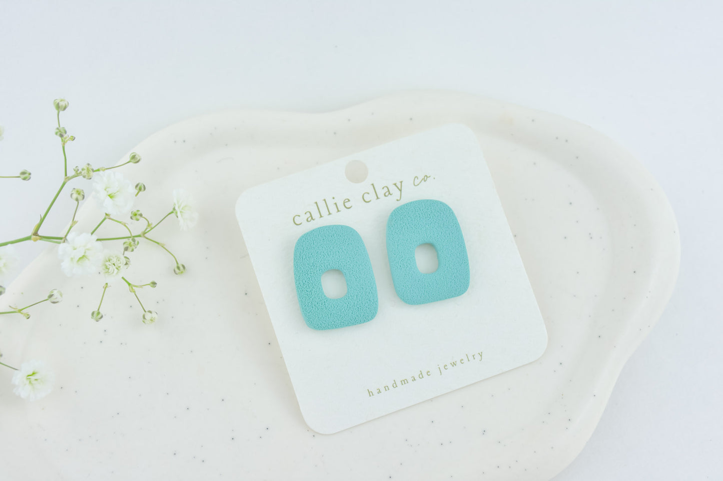 Abstract Clay Studs in Textured Turquoise