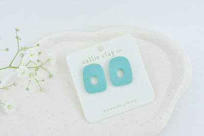 Abstract Clay Studs in Textured Turquoise