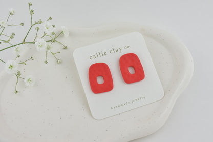 Abstract Clay Studs in Textured Red