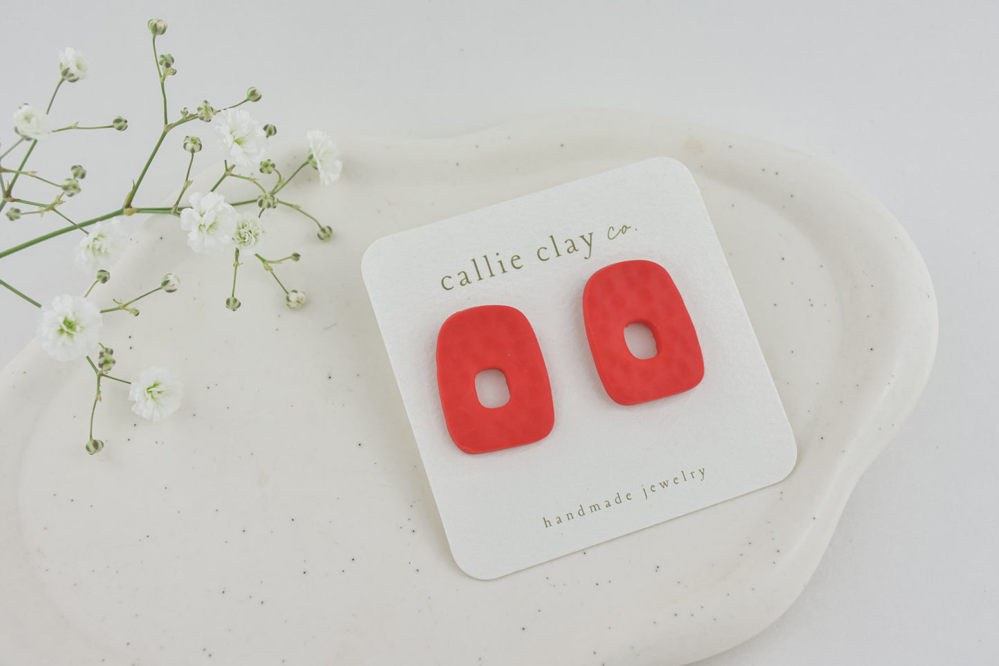 Abstract Clay Studs in Textured Red