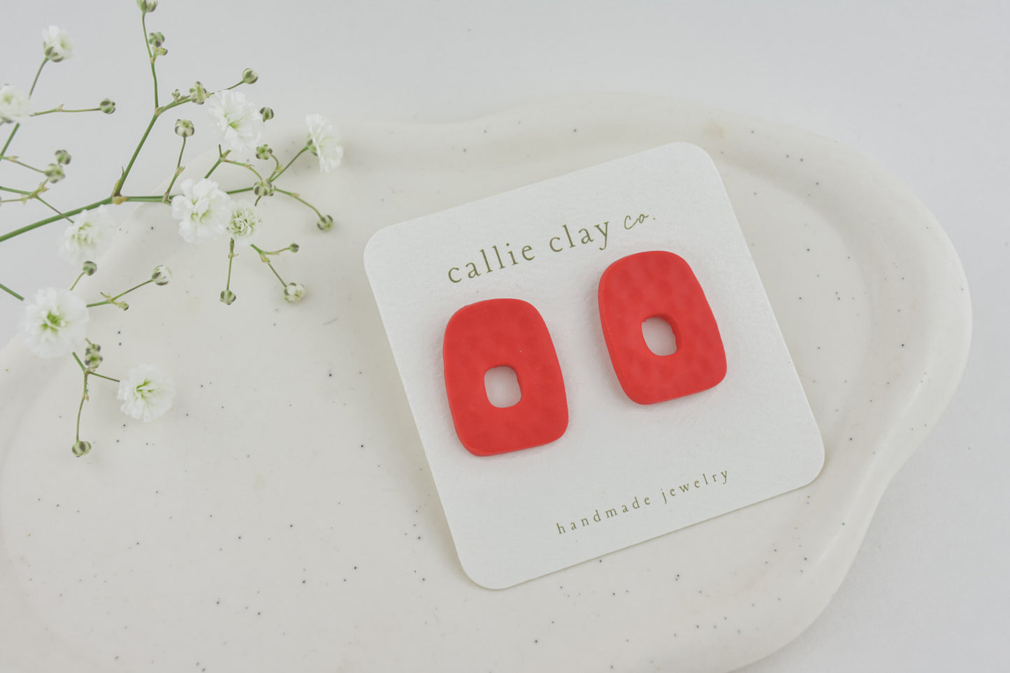 Abstract Clay Studs in Textured Red